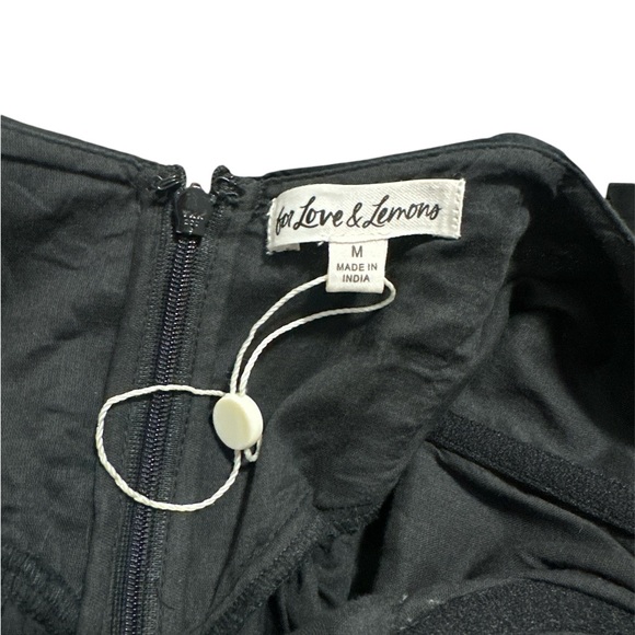 FOR LOVE & LEMONS Black Ruth Organic Cotton Mini Dress, Size MEDIUM - Picture 9 of 11